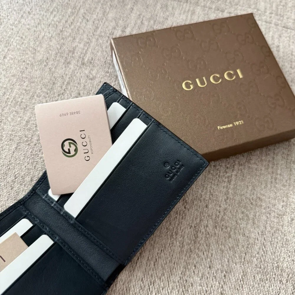 New Gucci Blue Bifold with WEB